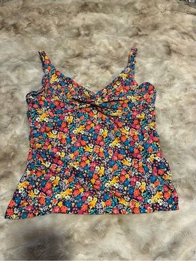 Anne Cole floral twist front underwire tankini top - size 36D/34DD